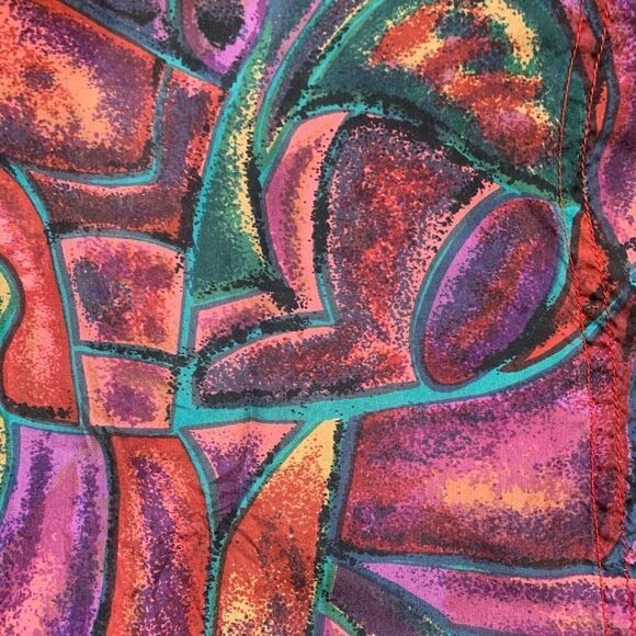 Vintage Diana Marco Shirt Abstract Print Purple Silk Button Up Long Sleeve - Picture 8 of 9